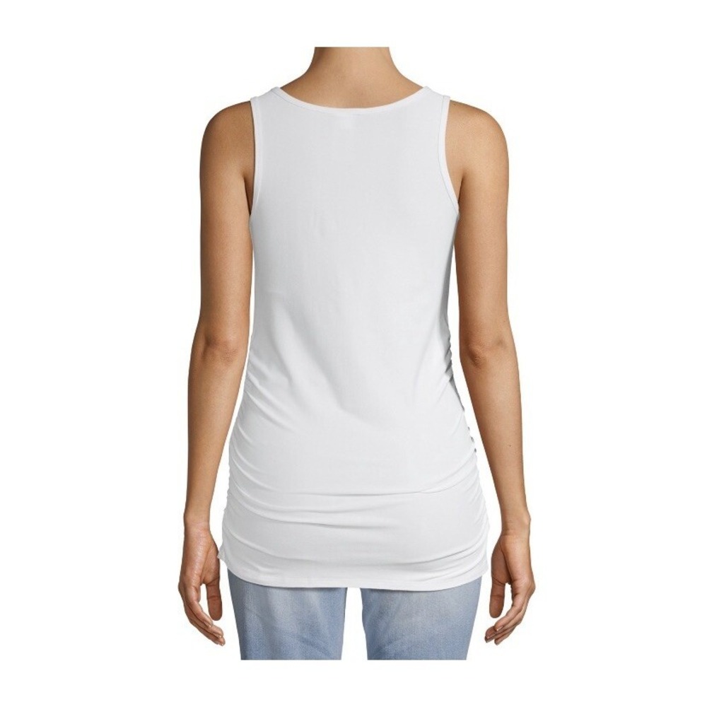 Time and Tru Womens Maternity Tank Top New with Tags White Medium 8-10 Ruched - Picture 5 of 6
